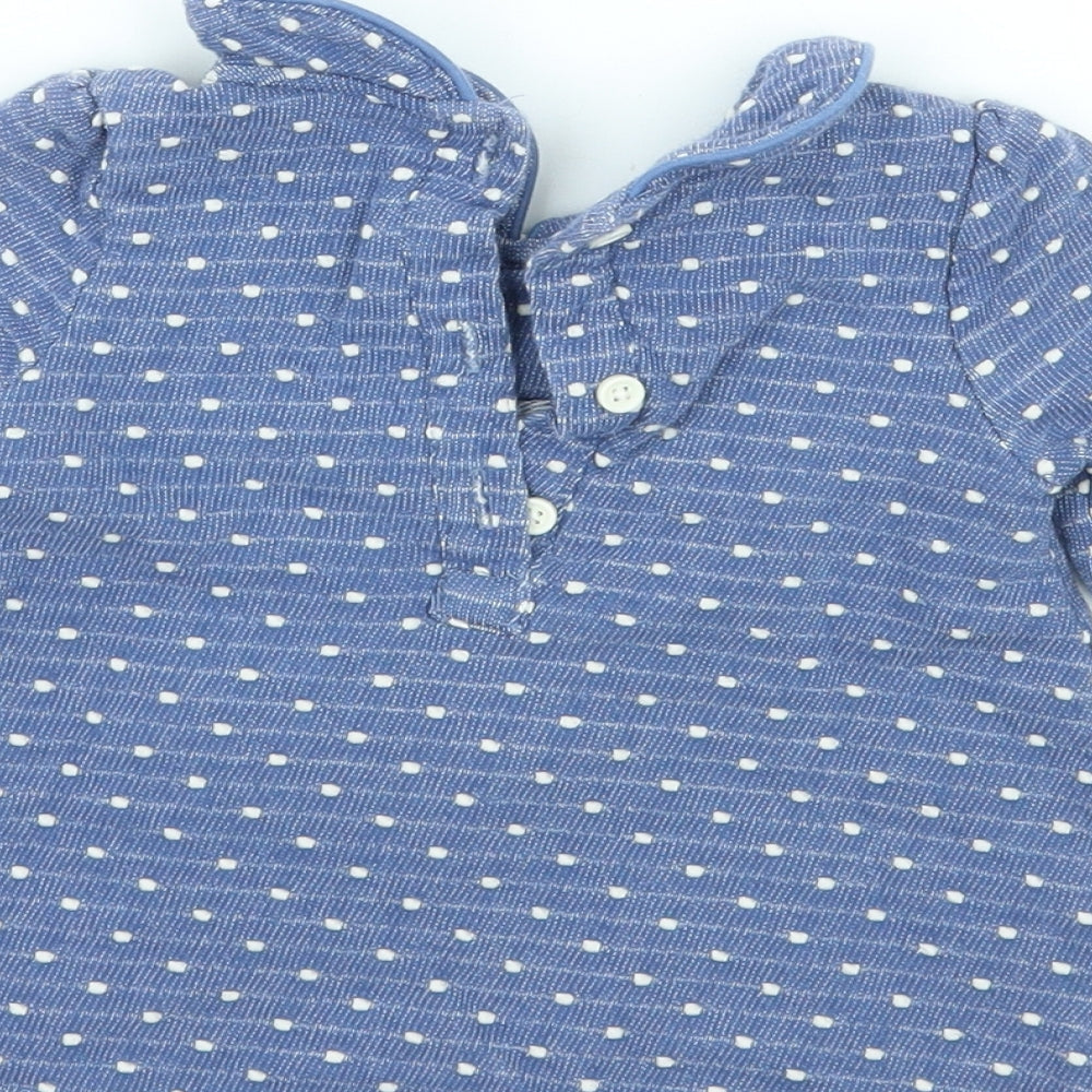 NEXT Girls Blue Polka Dot Basic T-Shirt Size 3-6 Months