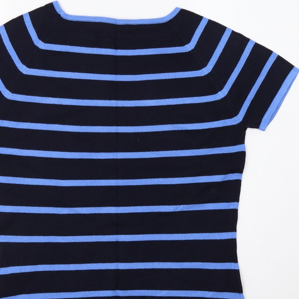 Marks & Spencer Womens Blue Striped Pullover Jumper Size 14