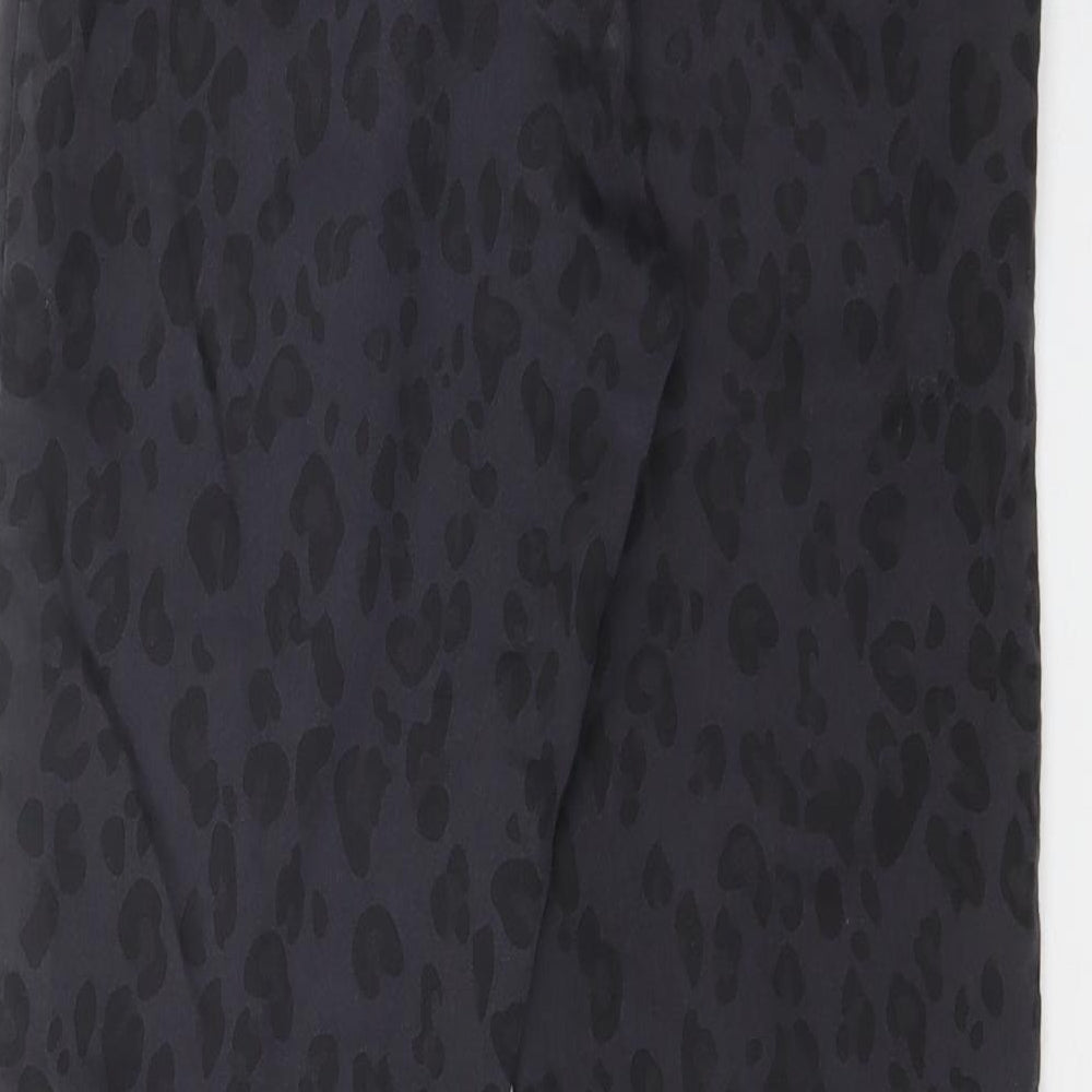 H&M Womens Grey Animal Print Trousers Size 12 L28 in