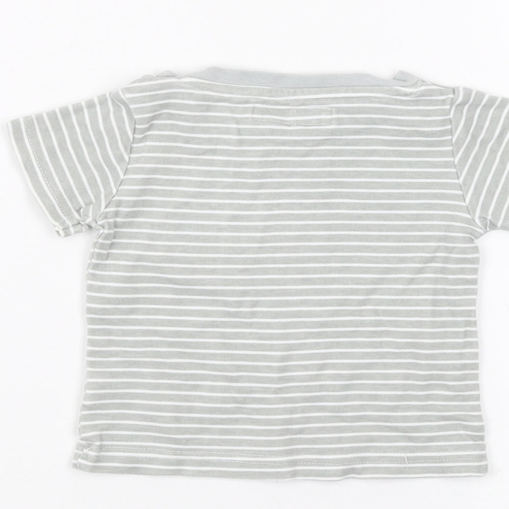 Earlydays Baby Grey Striped Basic T-Shirt Size 6-9 Months