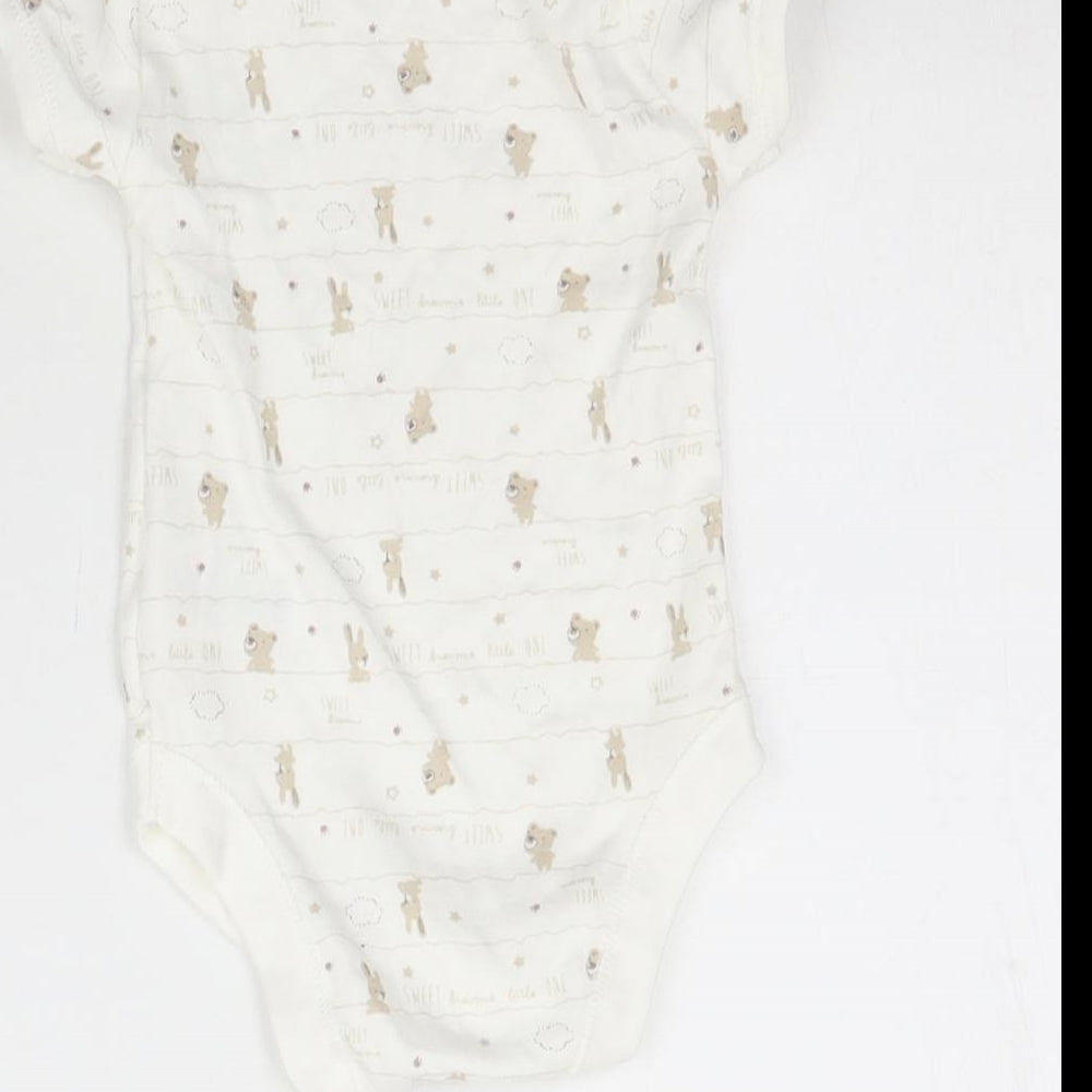 Matalan Baby White Striped Babygrow One-Piece Size 0-3 Months - Bears