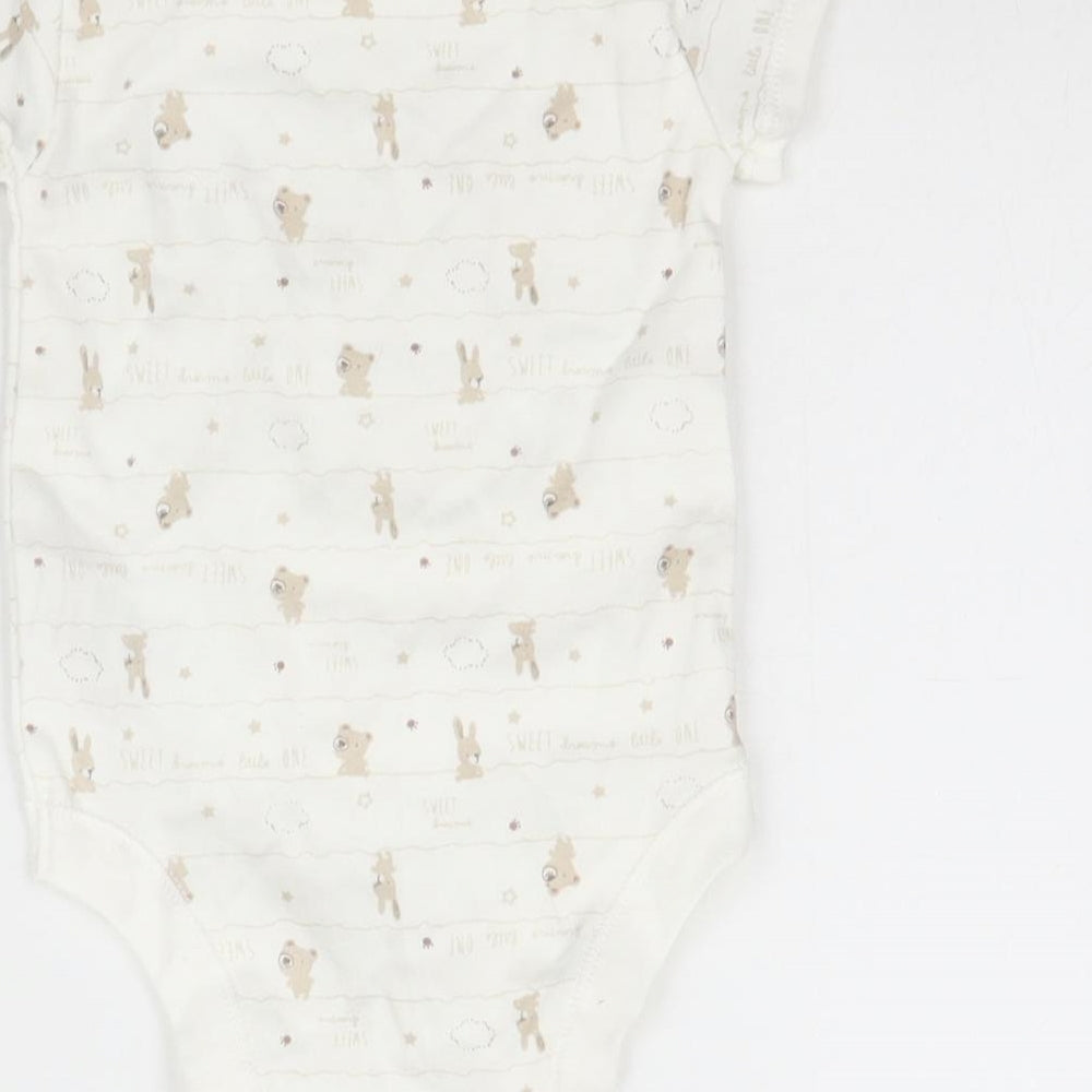 Matalan Baby White Striped Babygrow One-Piece Size 0-3 Months - Bears