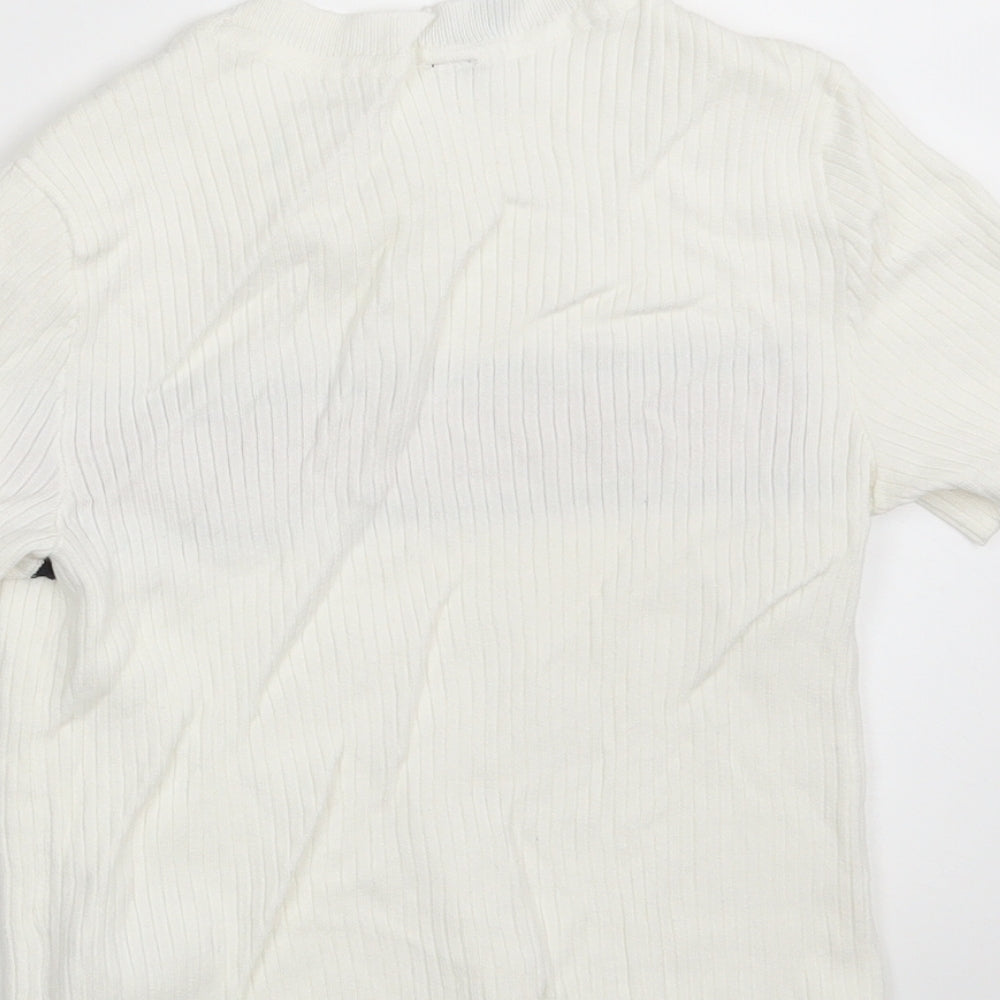 H&M Womens White Striped Pullover Jumper Size S