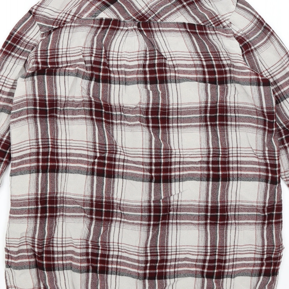 New Look Womens Red Plaid Basic Button-Up Size 12