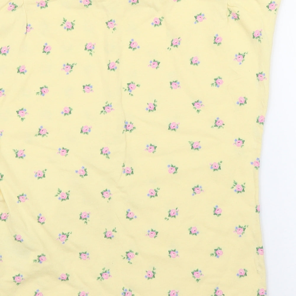 H&M Girls Yellow Floral Basic T-Shirt Size 7 Years