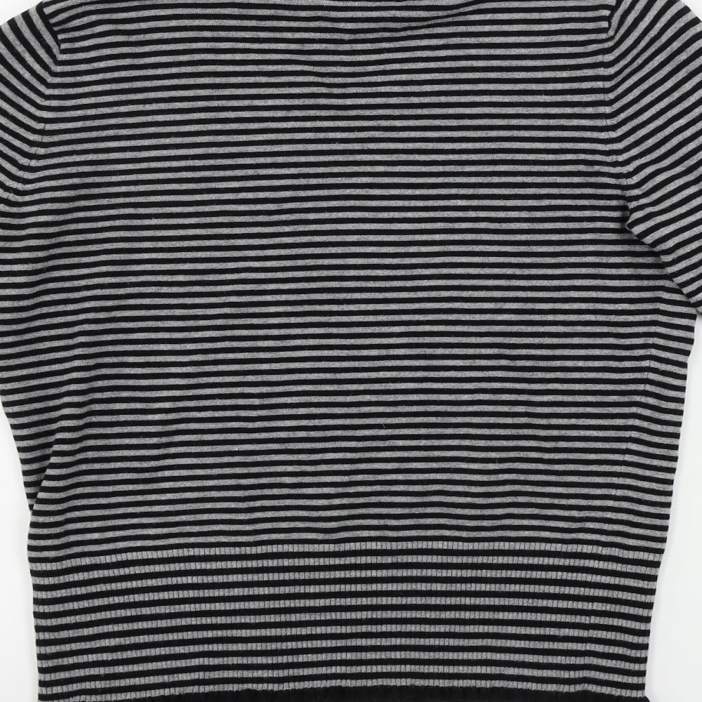 Debenhams Womens Grey Striped Pullover Jumper Size 14
