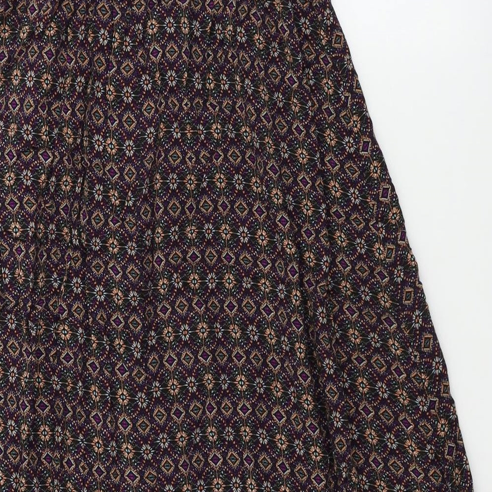 New Look Womens Purple Geometric A-Line Size 10