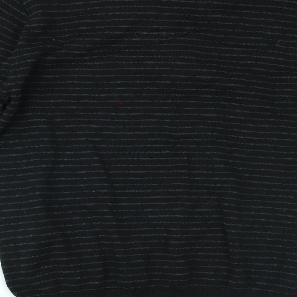 BHS Mens Black Striped Pullover Jumper Size M