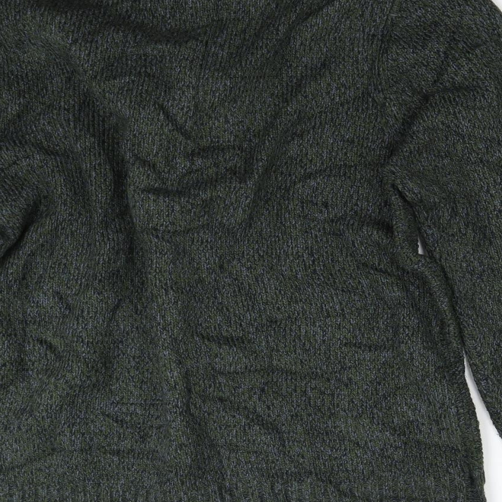 George Mens Green Knit Henley Jumper Size M