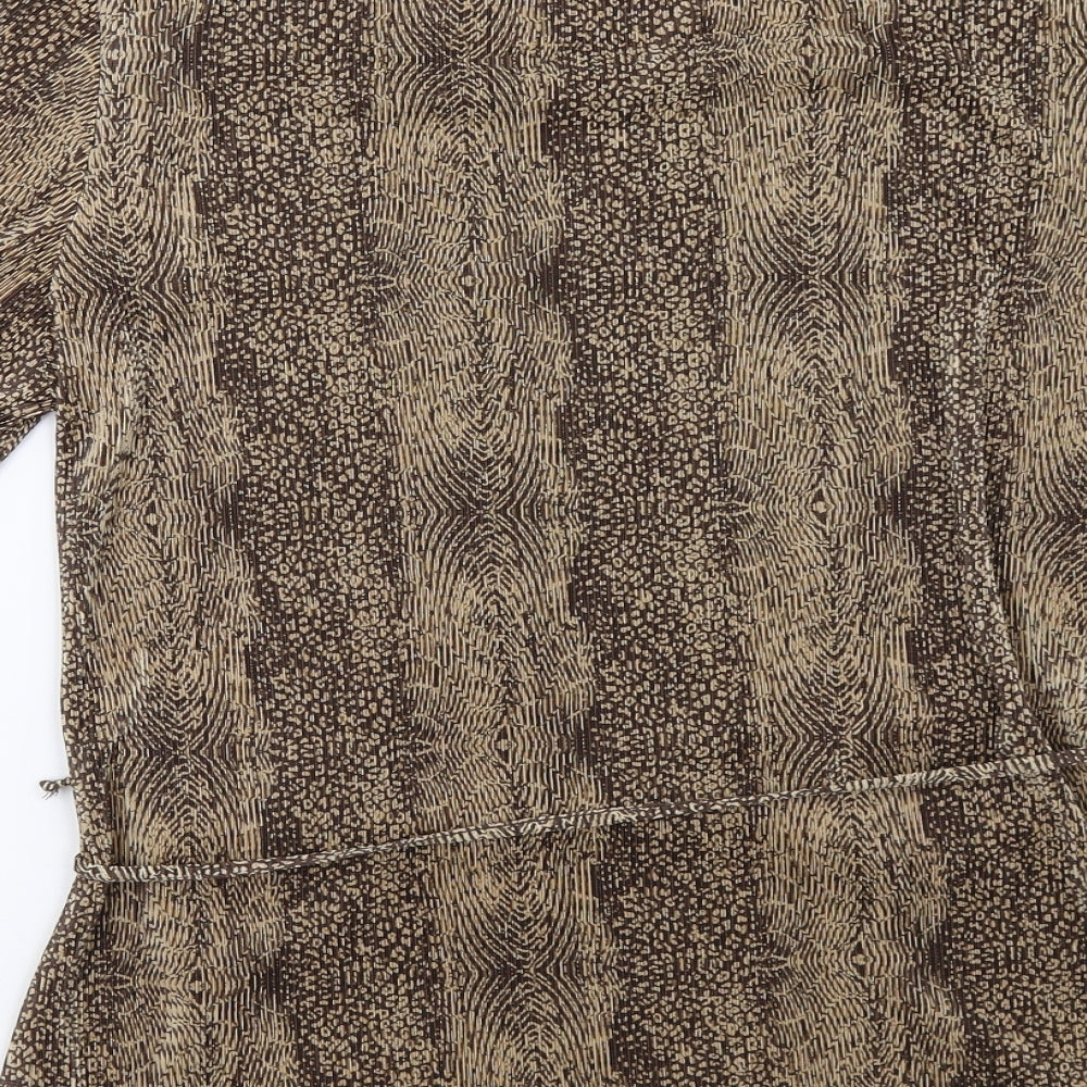marks and Womens Brown Animal Print Basic T-Shirt Size 16
