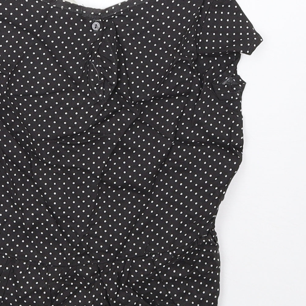 H&M Girls Black Polka Dot Basic T-Shirt Size 2-3 Years