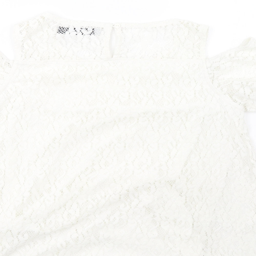 lola liza Womens White Basic T-Shirt Size M