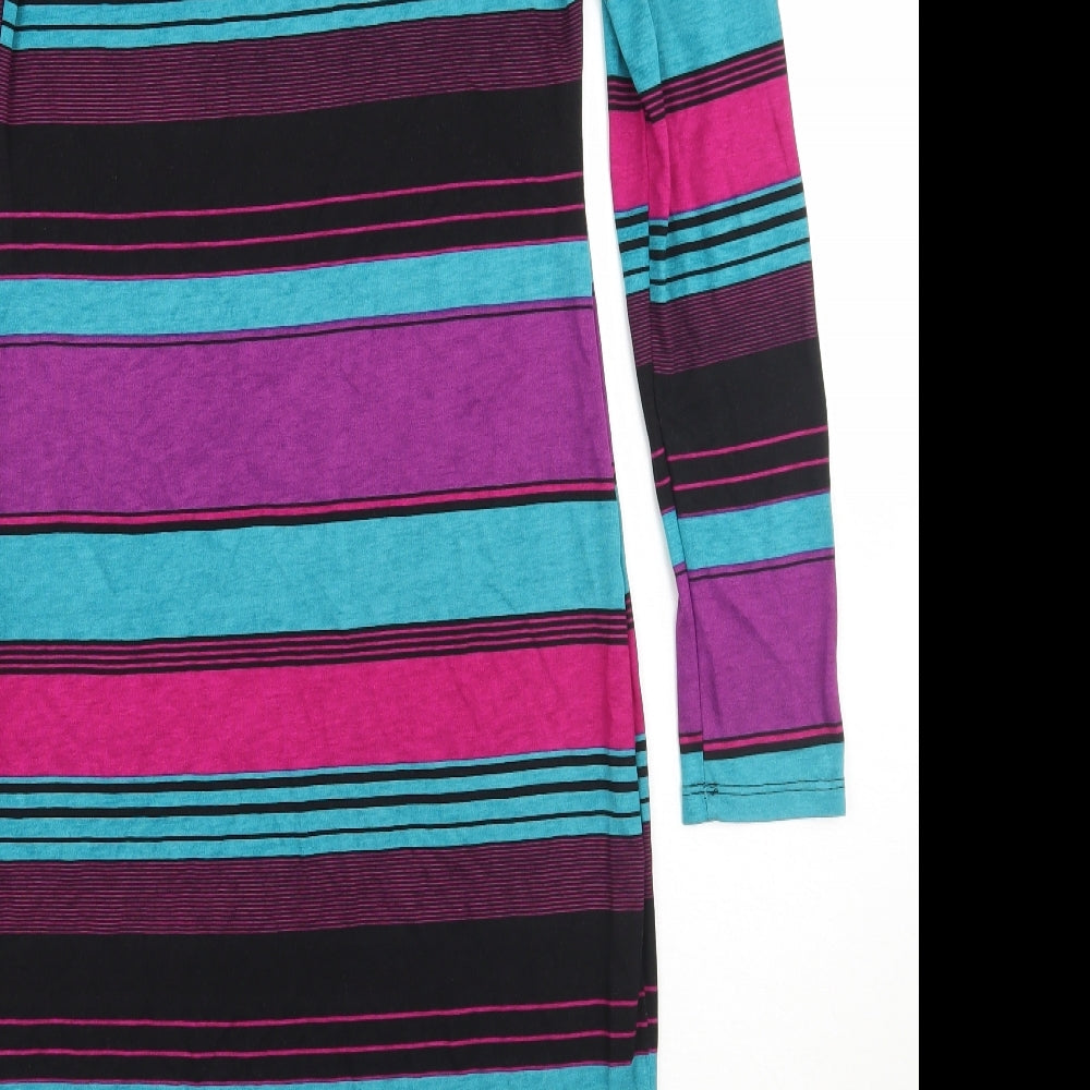 Preworn Womens Black Striped A-Line Size 8