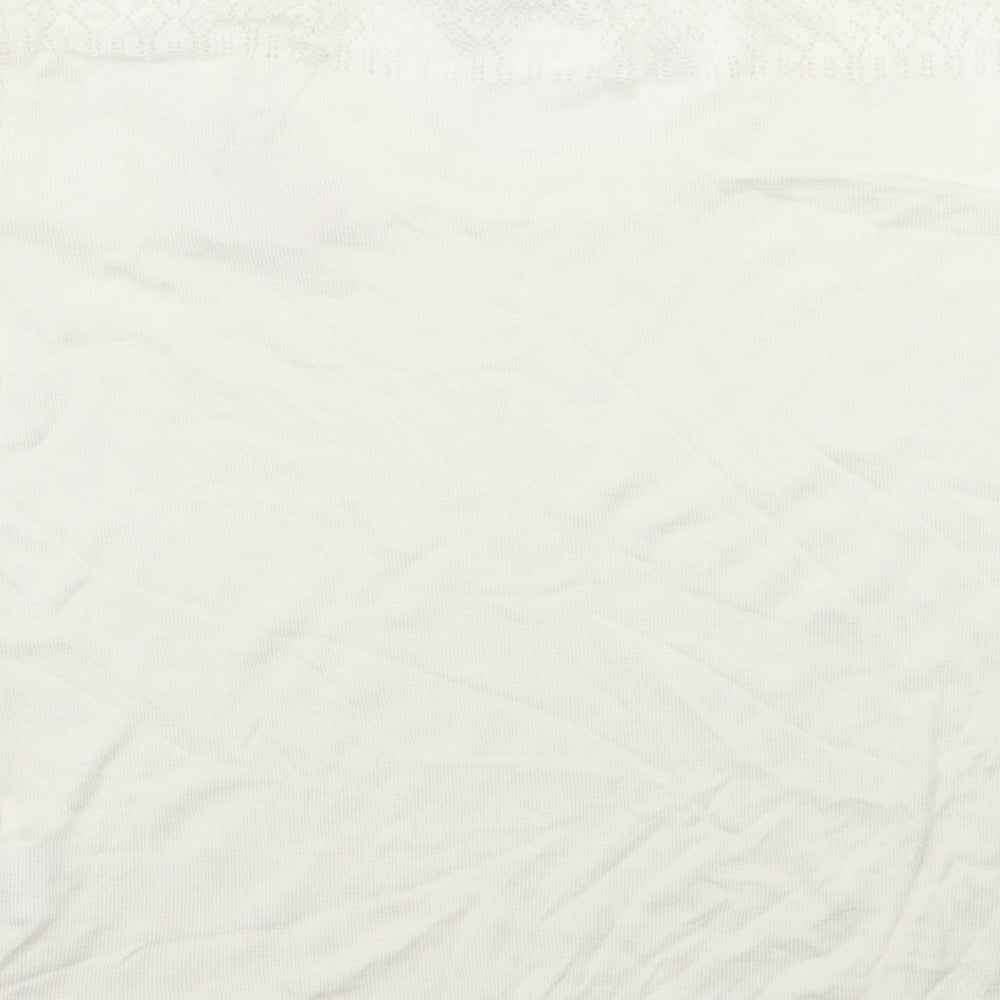 Afibel Womens White Floral Basic T-Shirt Size 16