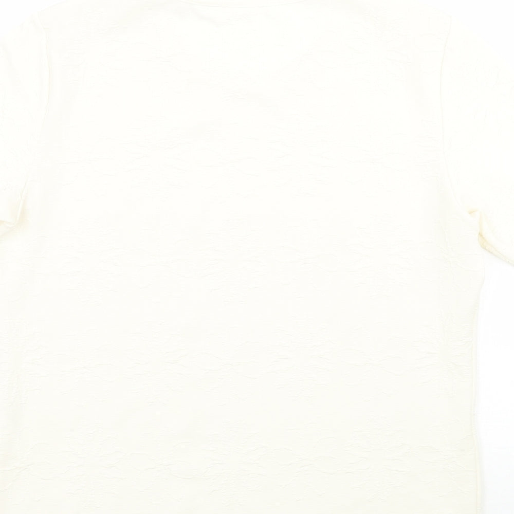 Preworn Womens Ivory Floral Basic T-Shirt Size 14