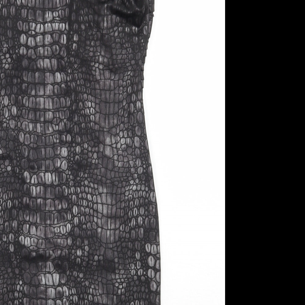 Lipsy Womens Black Animal Print A-Line Size 8