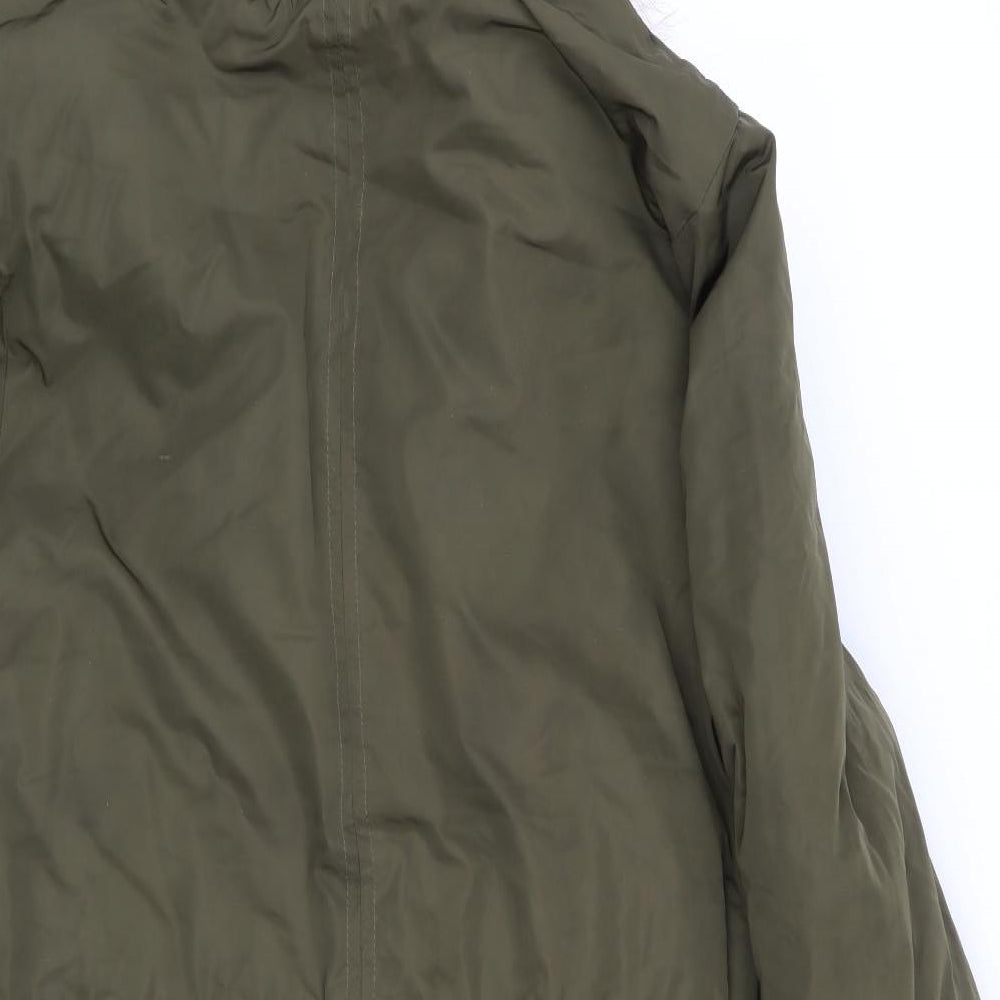 V by Very Womens Green Anorak Coat - Faux Fur Trim