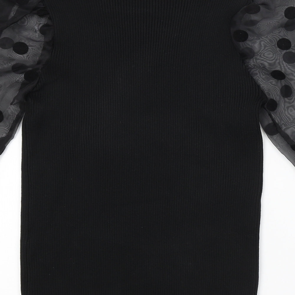 Flamant Rose Womens Black Polka Dot Pullover Jumper Size M