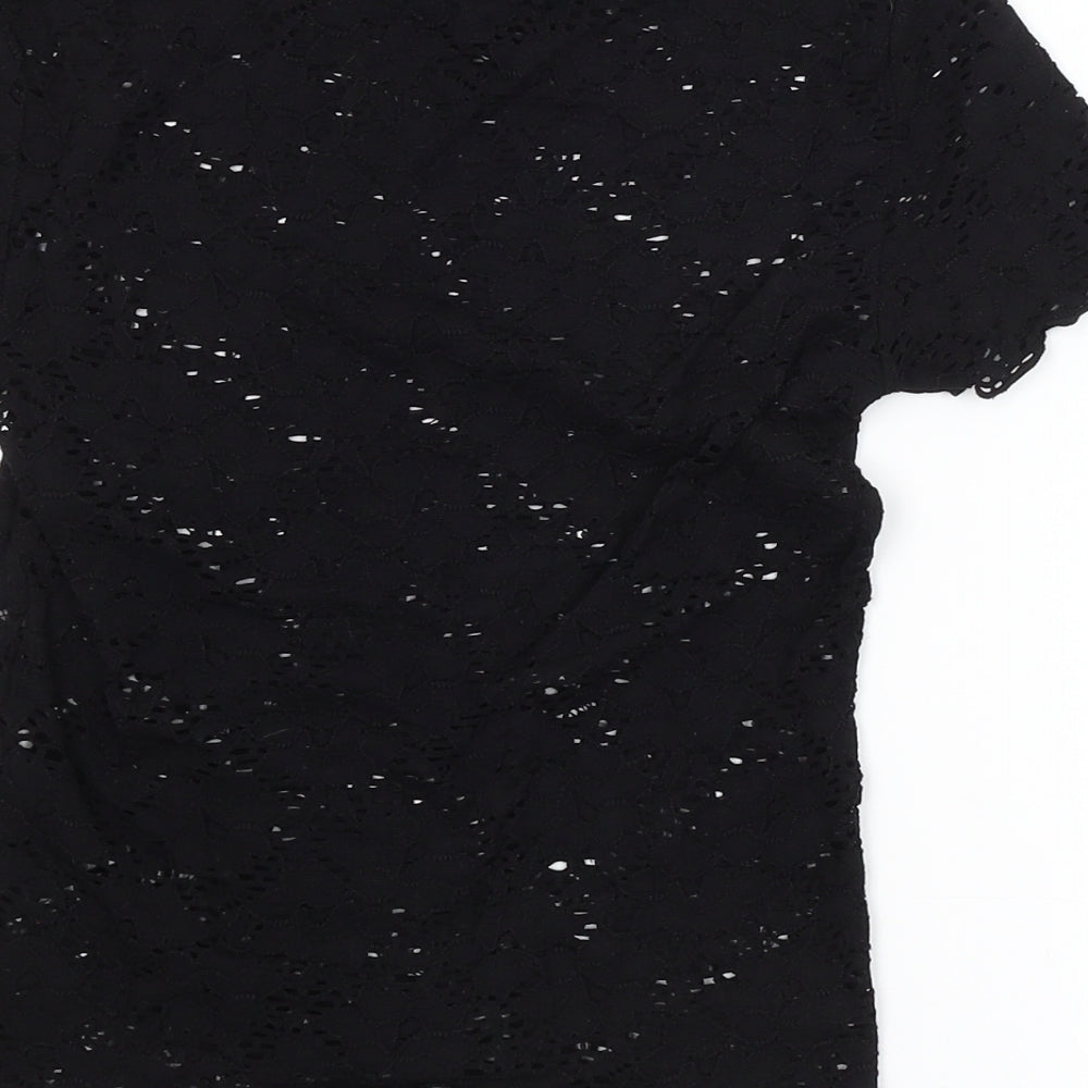 Bershka Womens Black Floral Basic Blouse Size XS