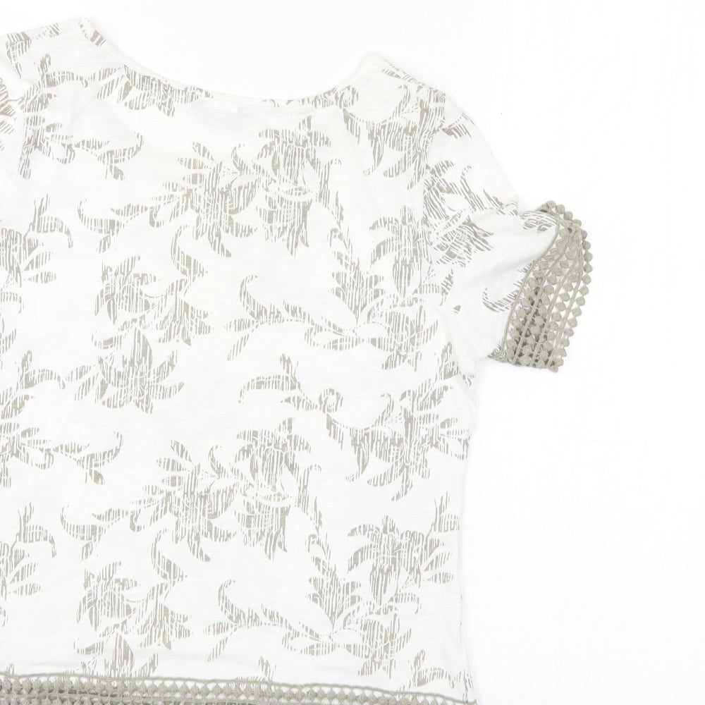 M&Co Womens Ivory Floral Basic Blouse Size 8