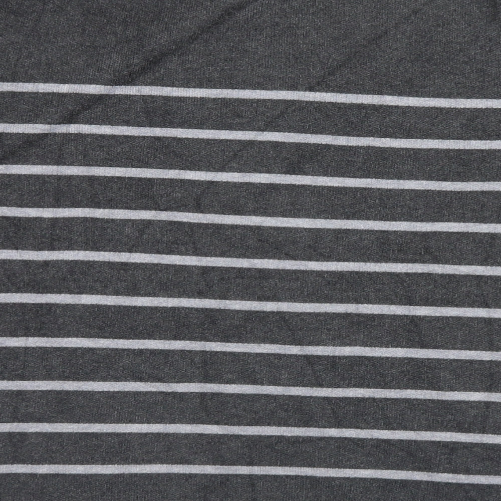 Adrienne Vittadini Mens Grey Striped Pullover Jumper Size M