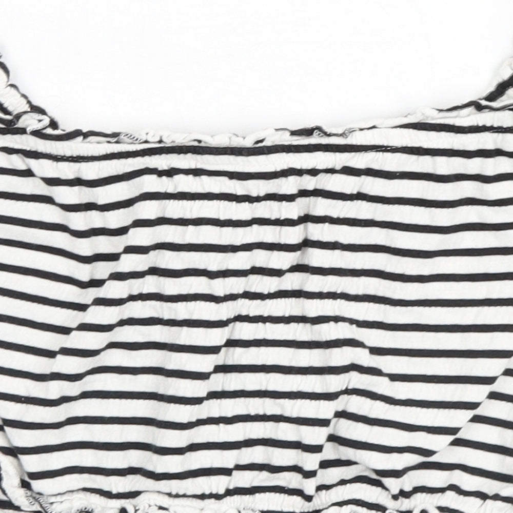 New Look Womens White Striped Basic Tank Size 6