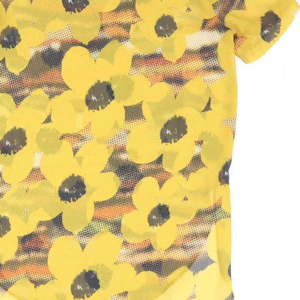Topshop Womens Orange Floral Basic Blouse Size 6