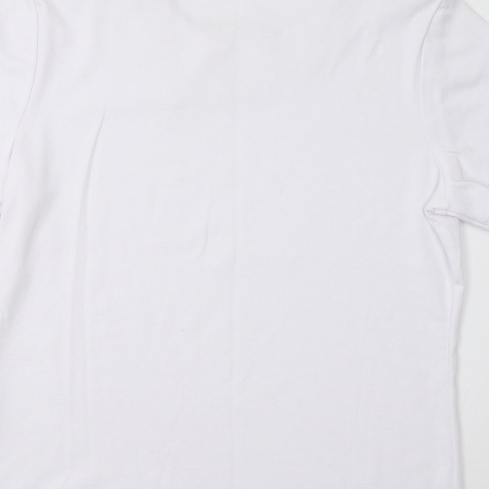 Preworn Womens White Floral Basic T-Shirt Size S