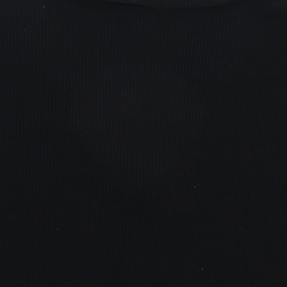 Monki Womens Black Cropped Polo Size L