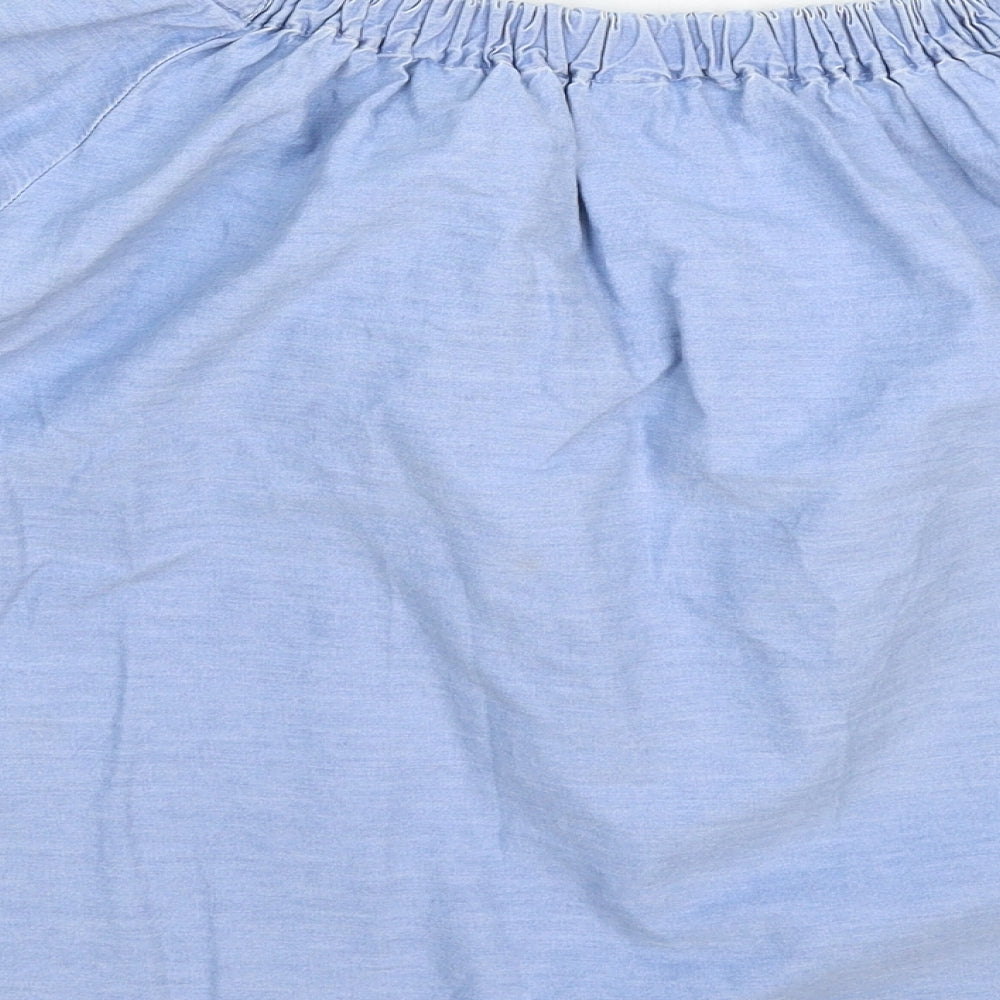 Denim & Co. Womens Blue Denim Basic T-Shirt Size 14