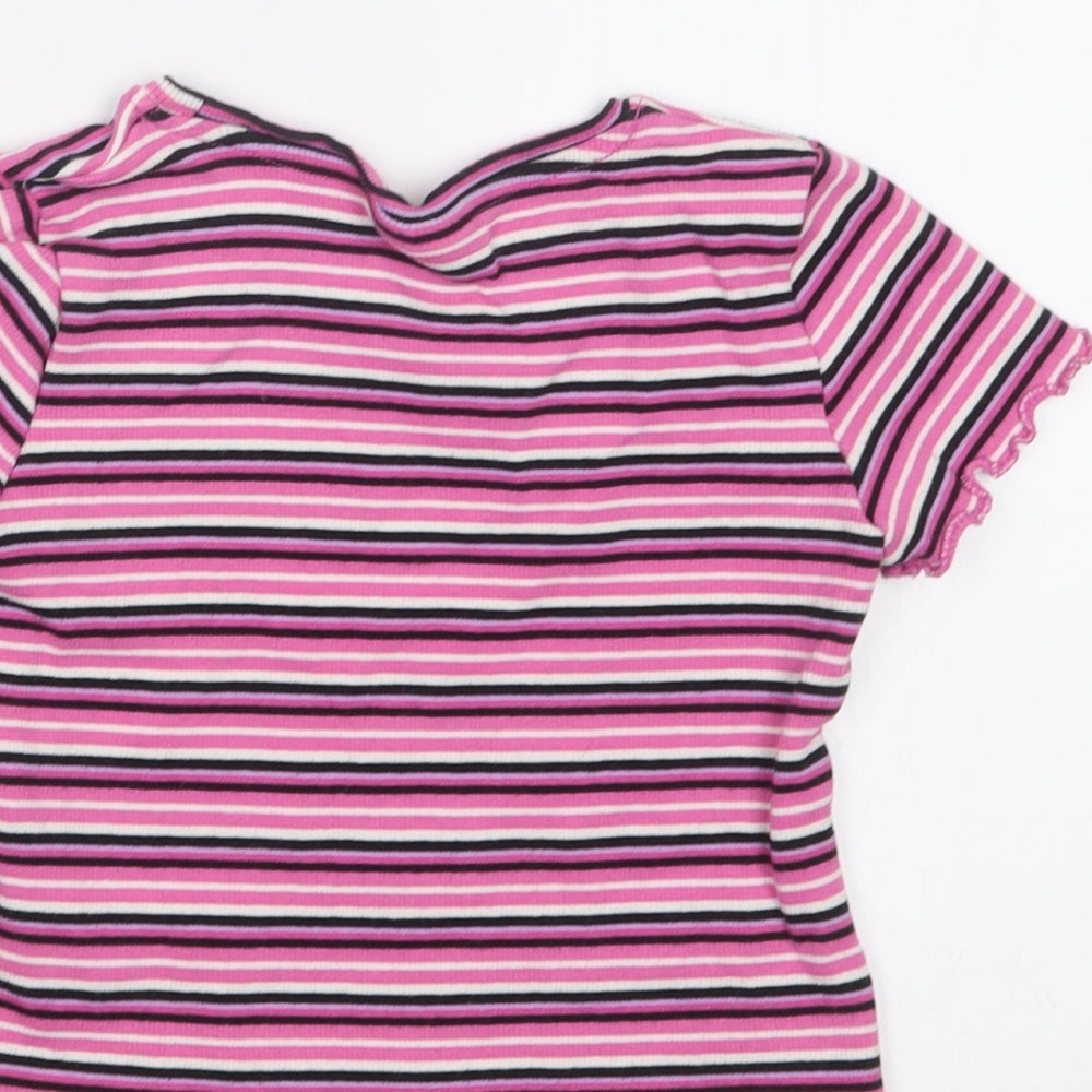 Matalan Girls Pink Striped Basic T-Shirt Size 5 Years