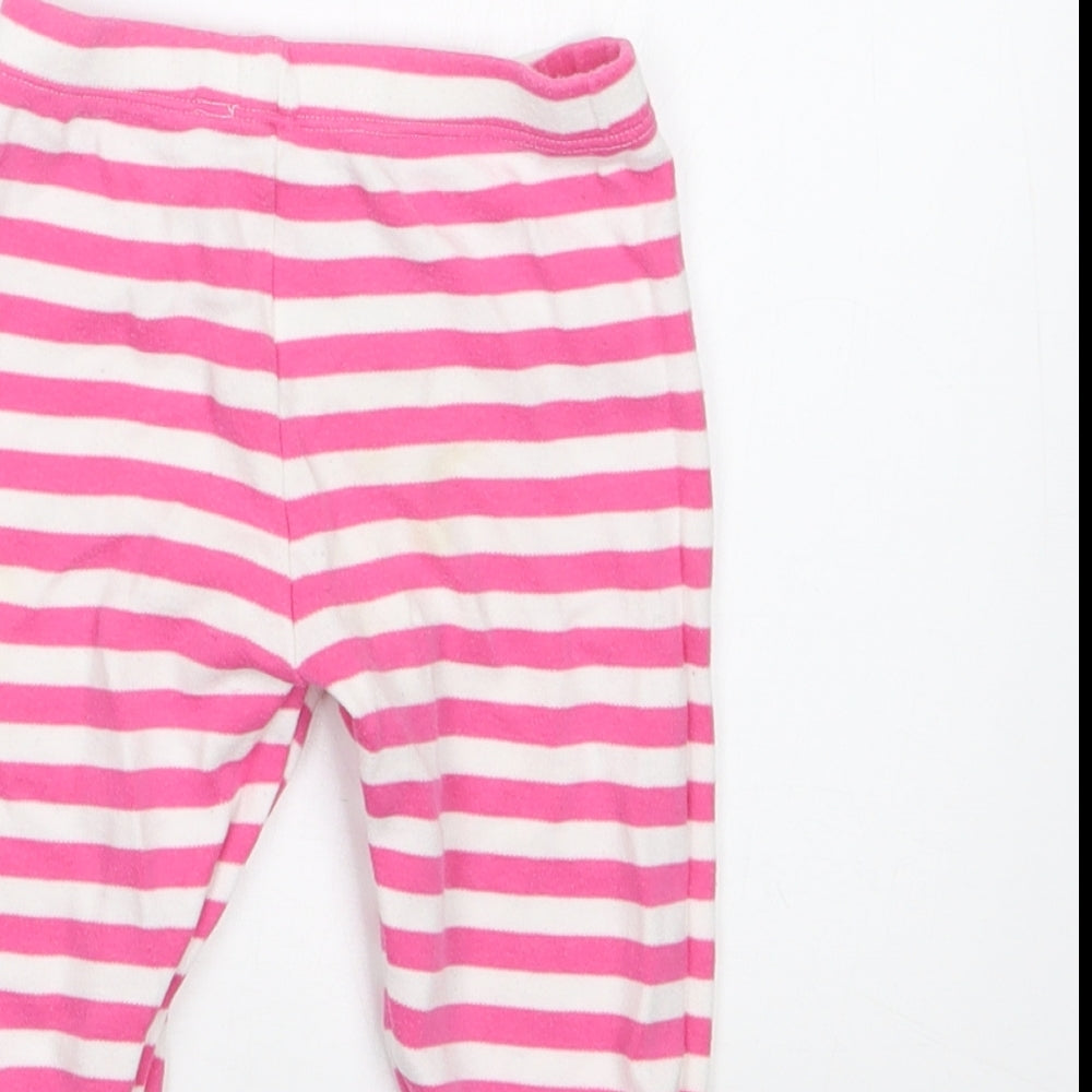 Mothercare Girls Pink Striped Capri Trousers Size 6-9 Months