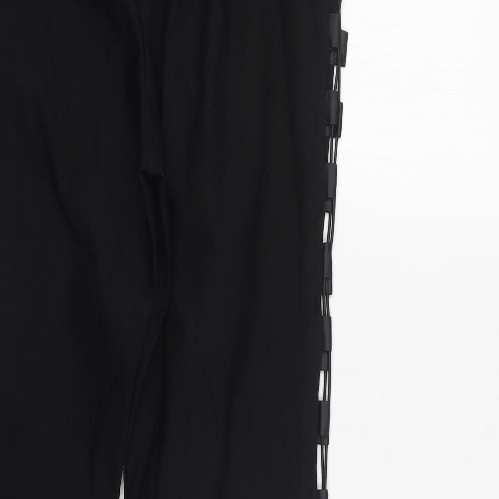 PRETTYLITTLETHING Womens Black Trousers Size 10 L28.5 in