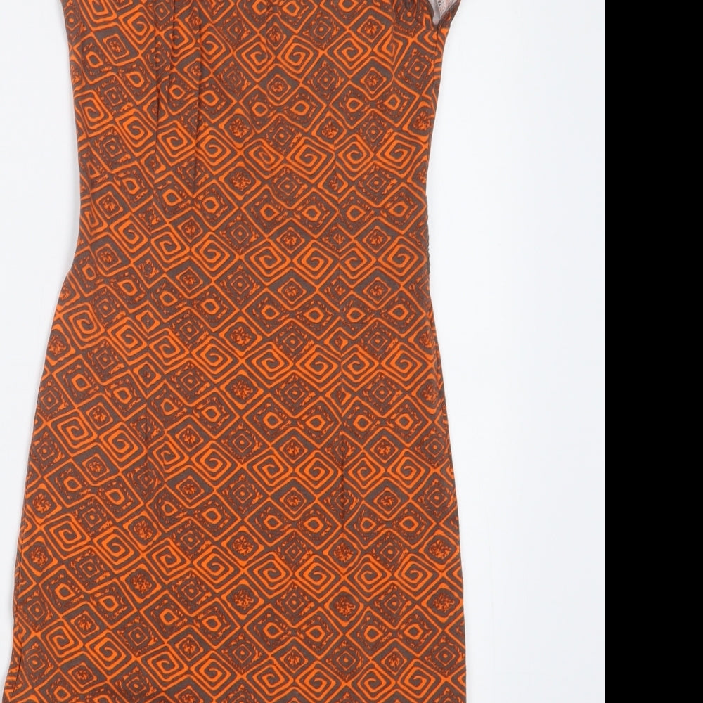 Body Flirt Womens Orange Geometric T-Shirt Dress Size XS