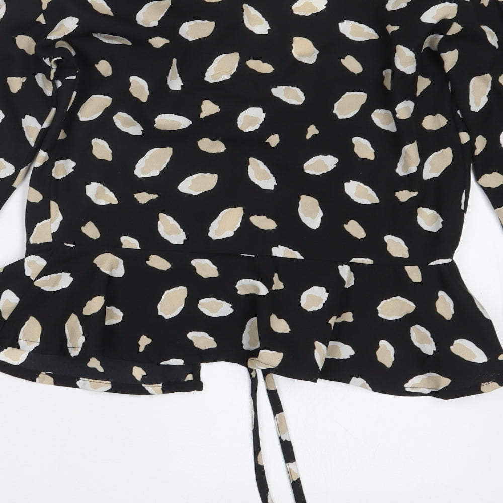 Wednesday's Girl Womens Black Geometric Basic T-Shirt Size XS