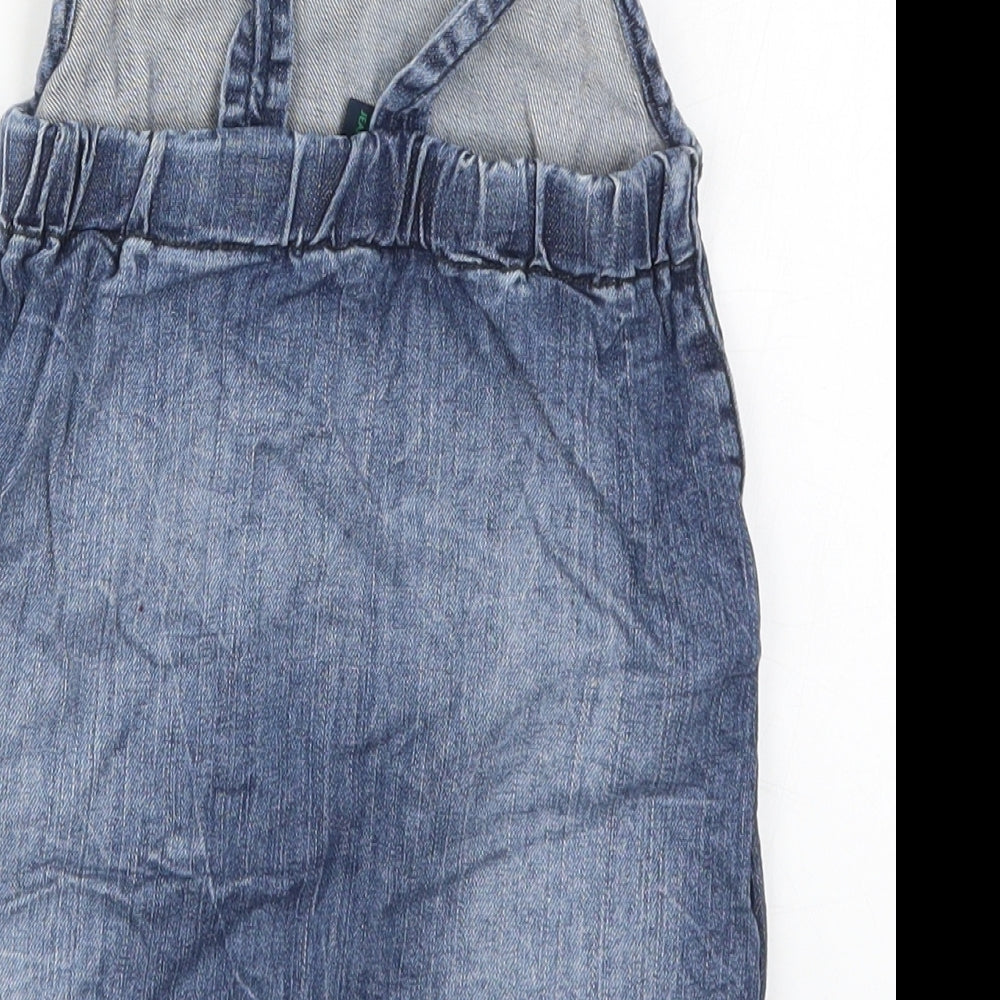 United Colors of Benetton Girls Blue Denim Pinafore/Dungaree Dress Size 3-4 Years