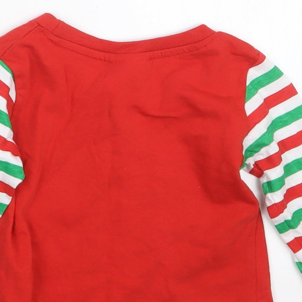 B&M Boys Red Geometric Babydoll Pyjama Top Size 6-9 Months - Christmas