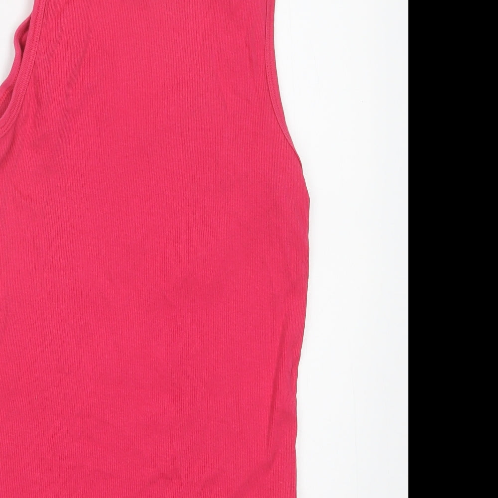 Brand and care label for Papaya women’s pink basic tank, size UK 14