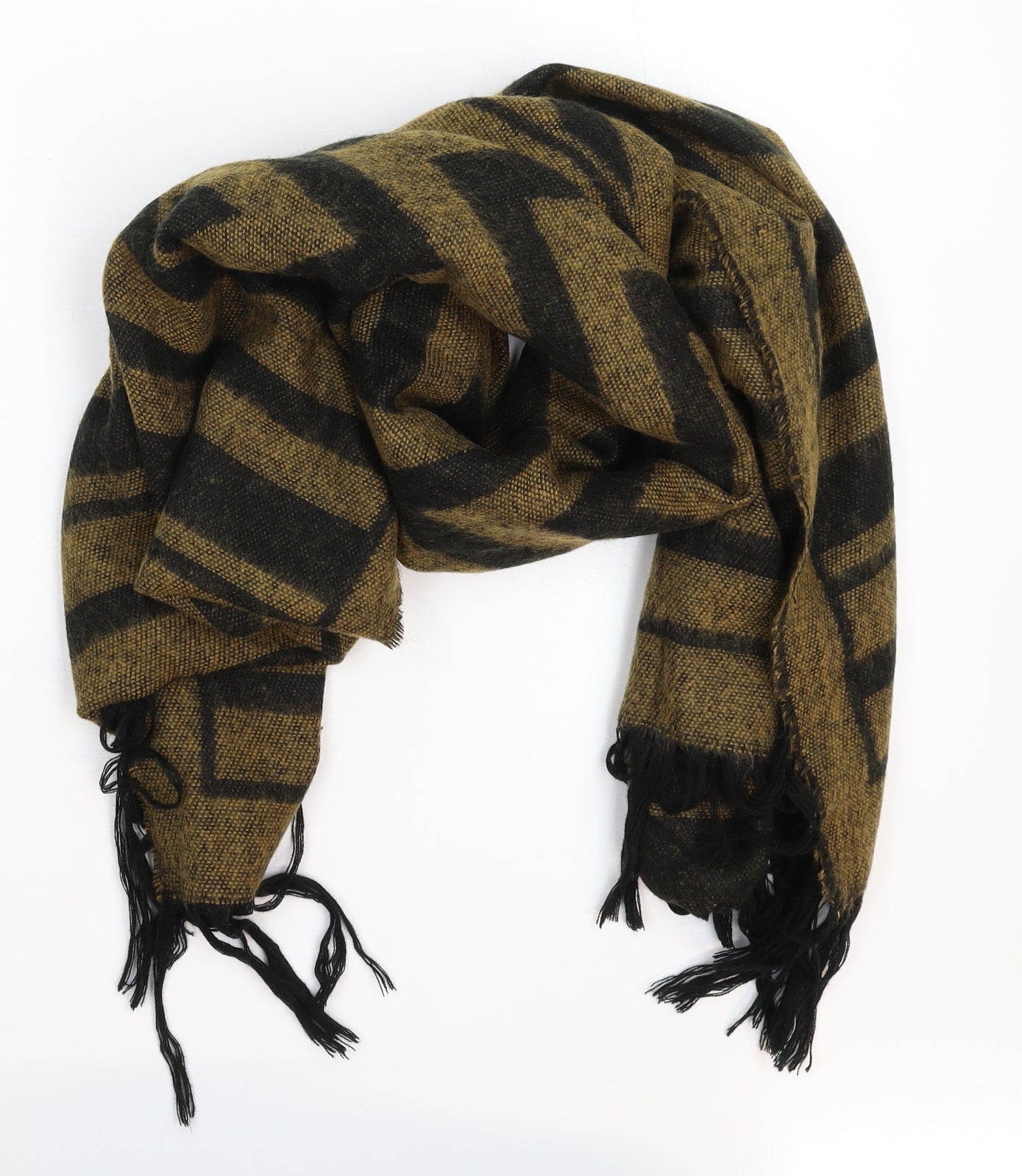Preworn Womens Grey Striped Knit Scarf