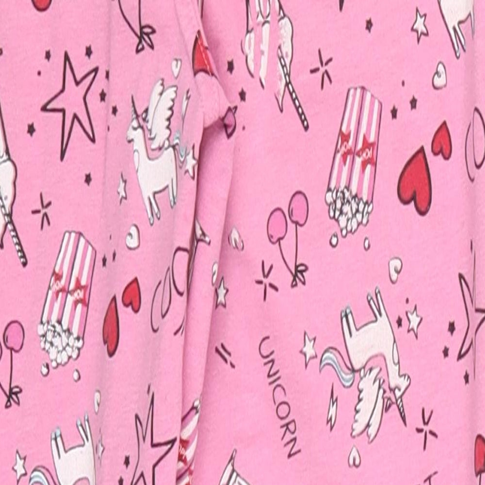Matalan Girls Pink Windbreaker Trousers Size 9 Months - Unicorns Milkshakes Popcorn Pyjama Pants