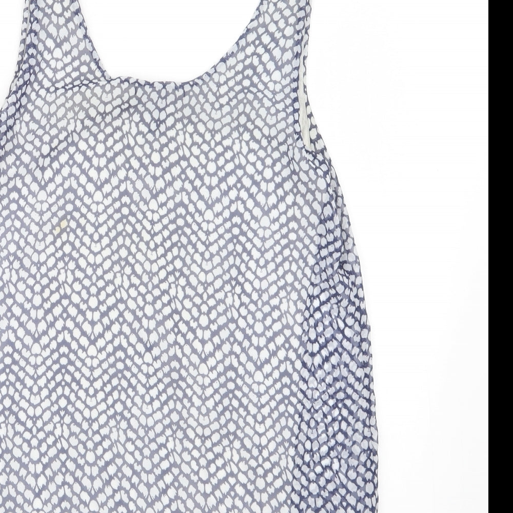 Mango Womens Blue Geometric Basic Blouse Size S