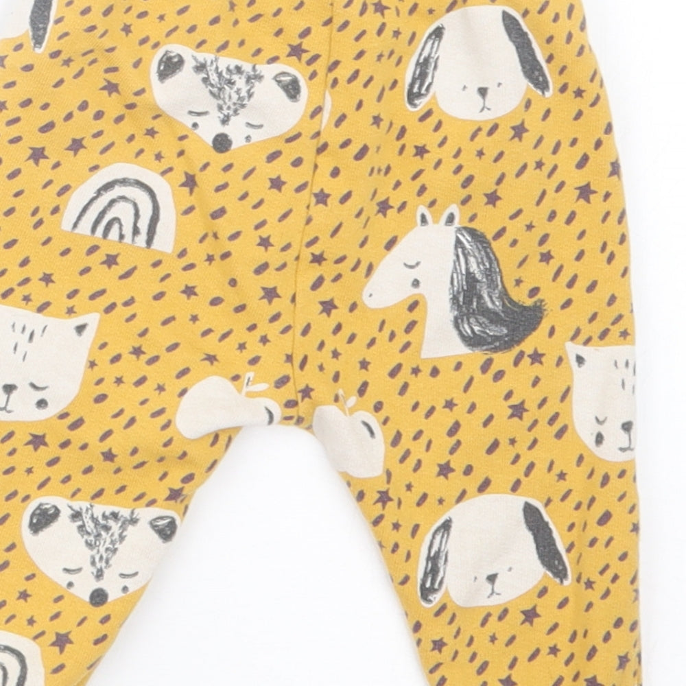 Next Girls Yellow Geometric Jogger Trousers Size 3-6 Months