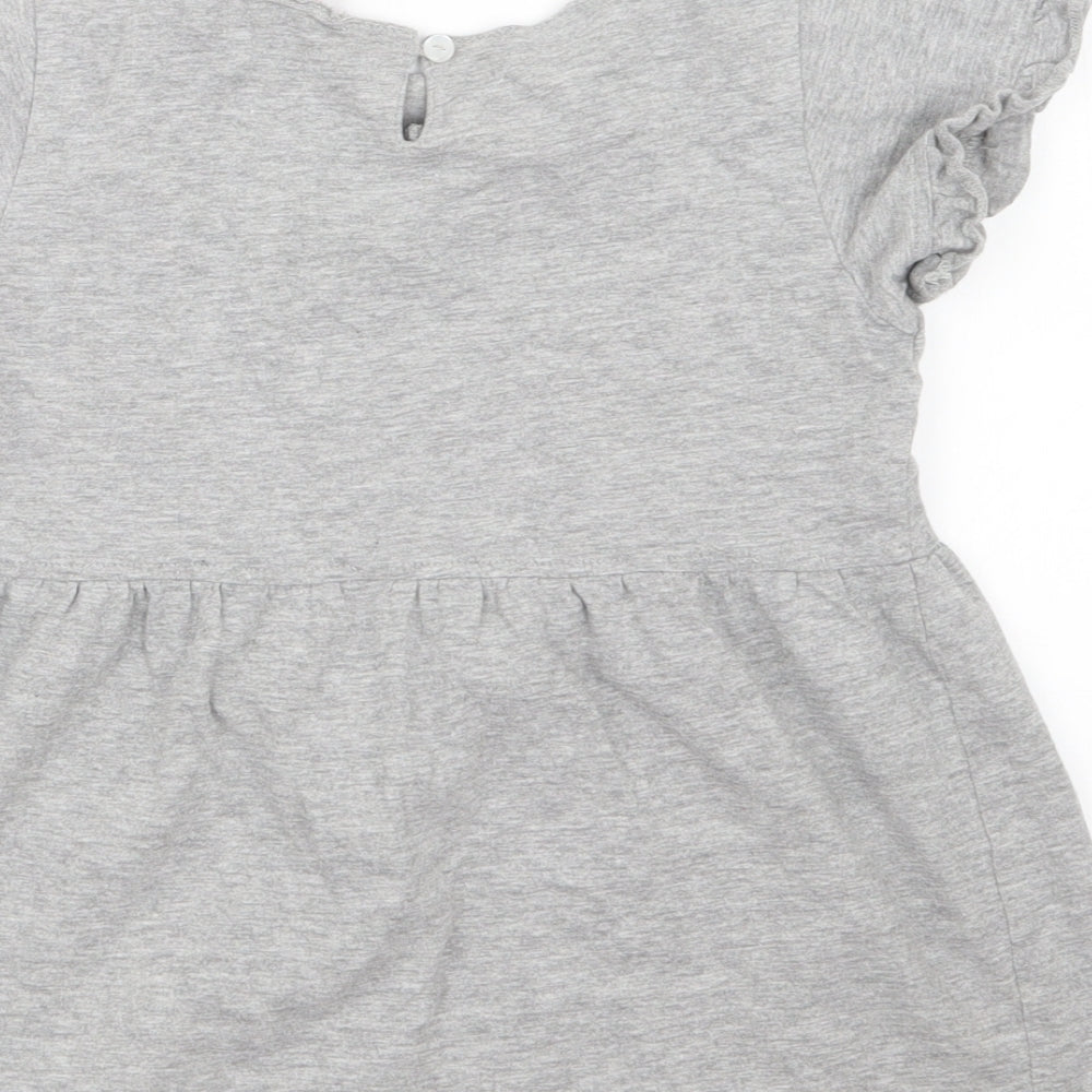 hullabaloo Girls Grey Basic T-Shirt Size 9-10 Years