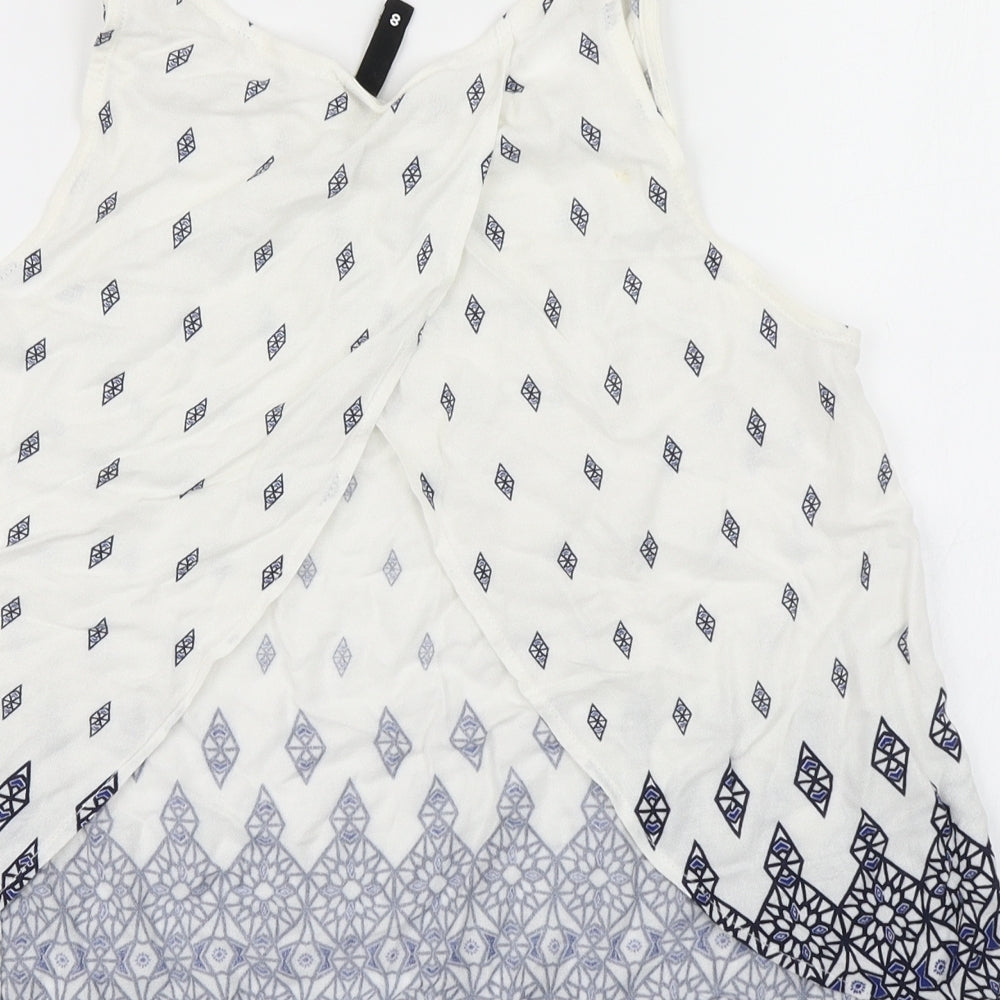 Divided Womens White Argyle/Diamond Basic Blouse Size 8 - Open back