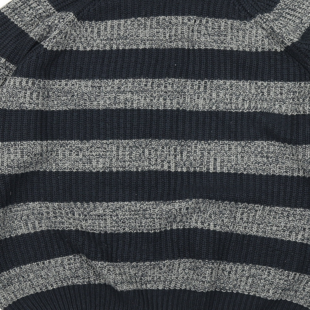 Oak Valley Womens Blue Striped Knit Pullover Jumper Size M