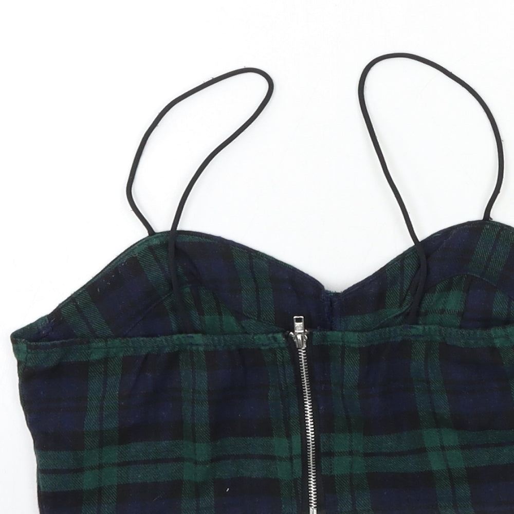SheIn Womens Blue Check Basic Tank Size XS