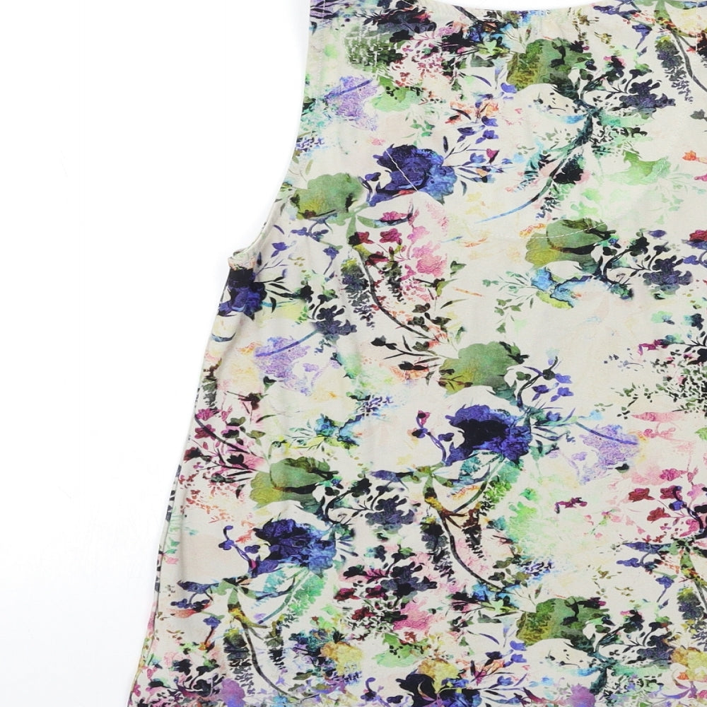 Warehouse Womens Beige Floral Basic Tank Size 6