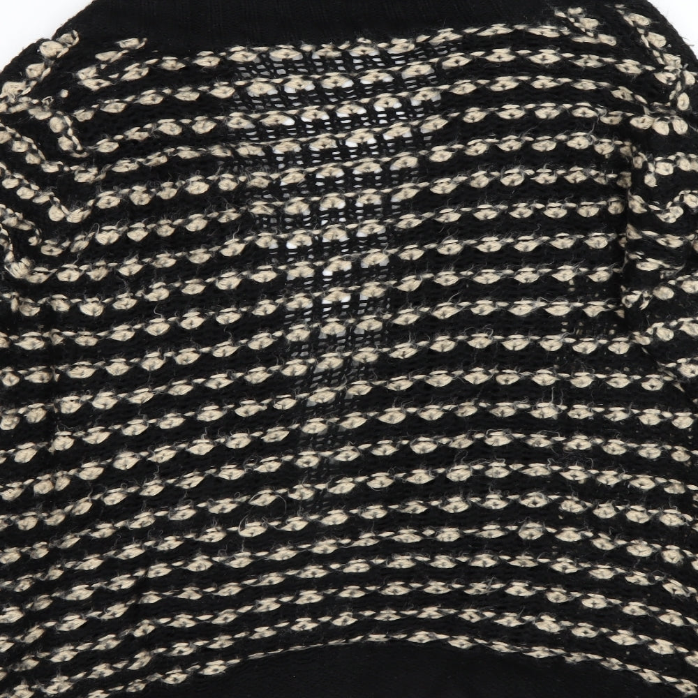 Isle Womens Black Striped Cardigan Jumper Size L