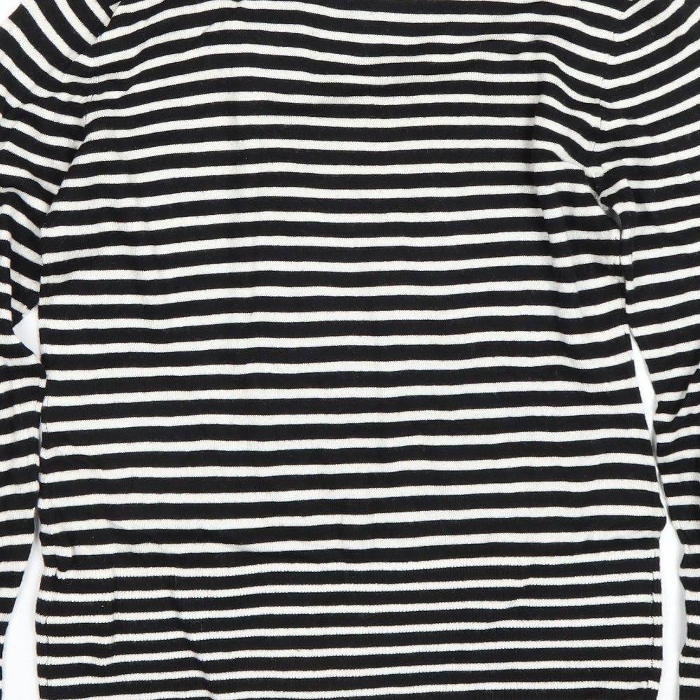 H&M Womens Black Striped Pullover Jumper Size M