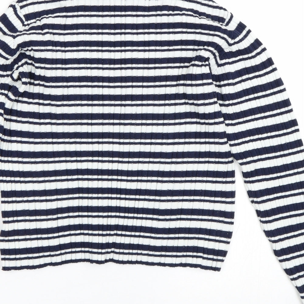 Nutmeg Girls Blue Striped Pullover Jumper Size 9-10 Years